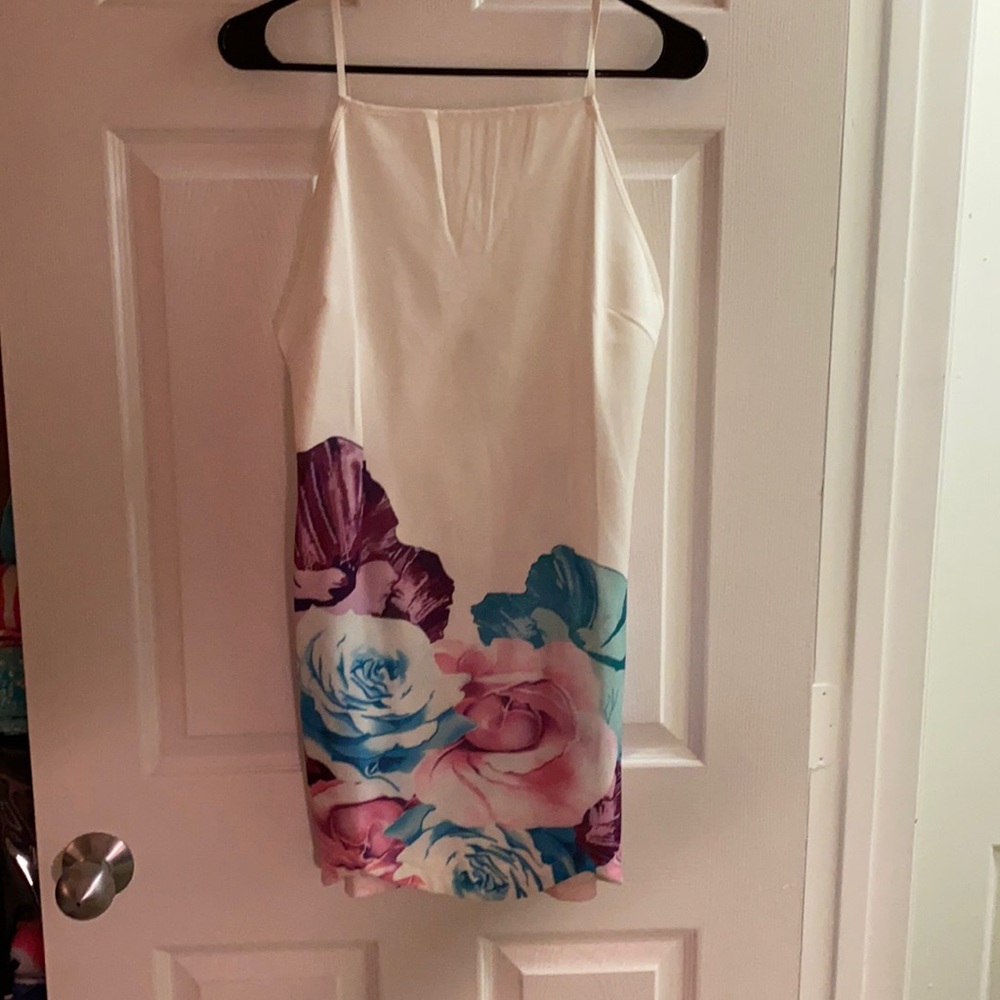 White dress with floral detail